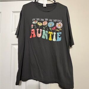 Gray Shirt with Colorful 'Auntie' Design